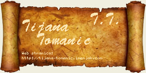 Tijana Tomanić vizit kartica